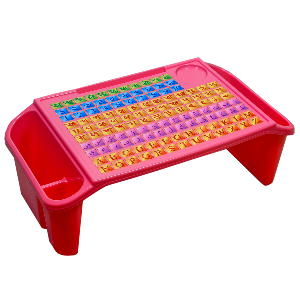 Kids Writing Table / Study Table Baby Snack Table/ Storage Box Plastic( arabic-pink)