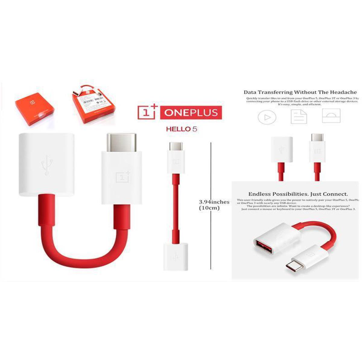 OnePlus Type C - OTG Cable Adapter For One plus - Red and White