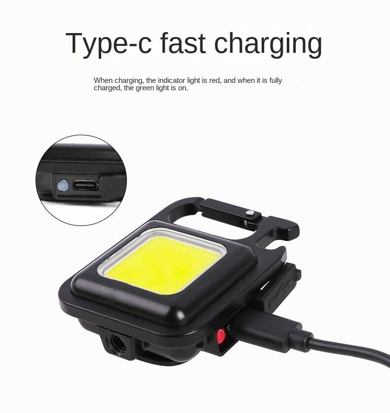 COB Rechargeable Keychain Light 3 Modes Mini Flashlight Keychain Micro USB Charging Type C Port Rechargeable Keychain - Minimalistic Sophistication. 