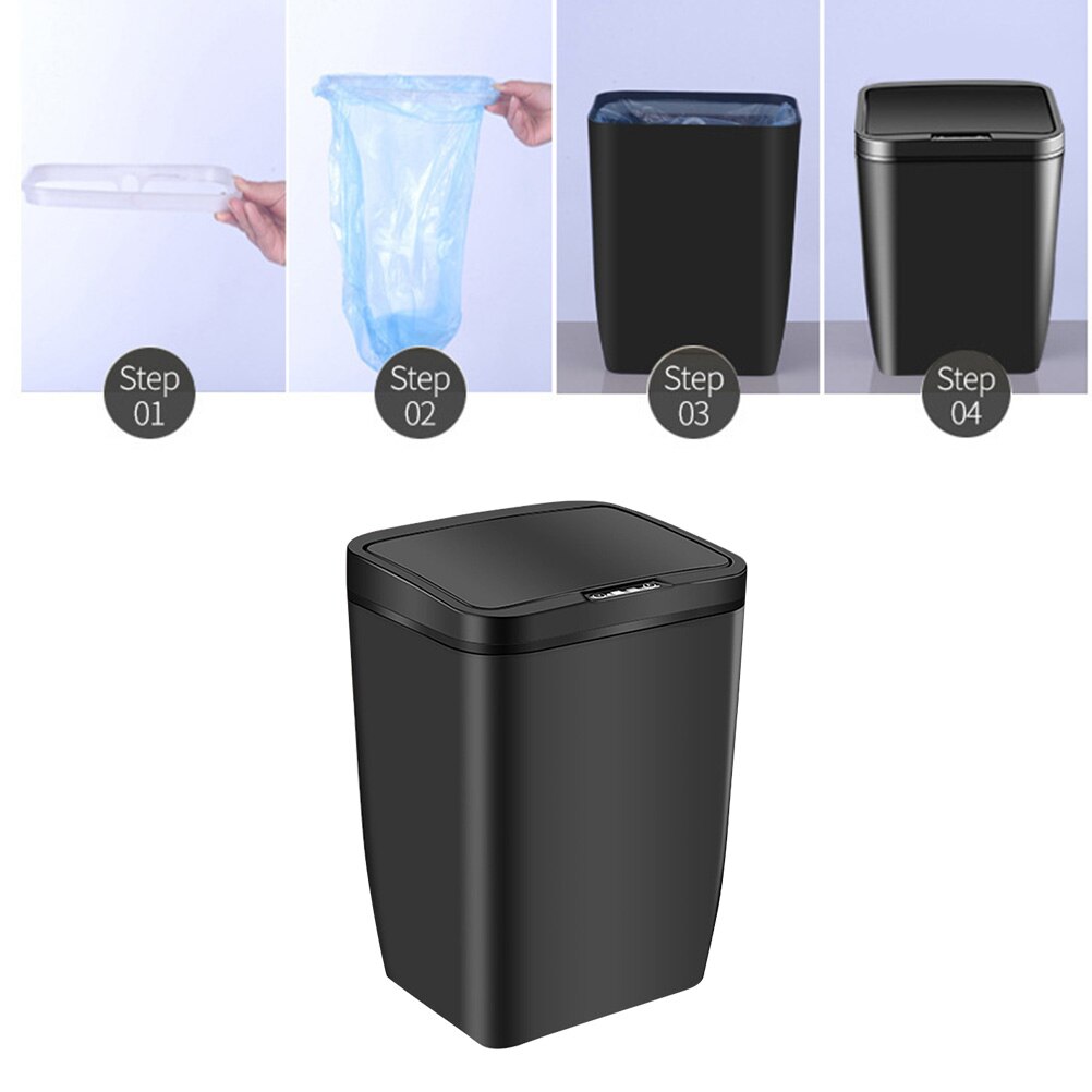 Inductive Trash Can Trash Bin Automatic Smart Sensor Kitchen Bathroom Rubbish Bin Garbage Can Waste Bin without (Black). 