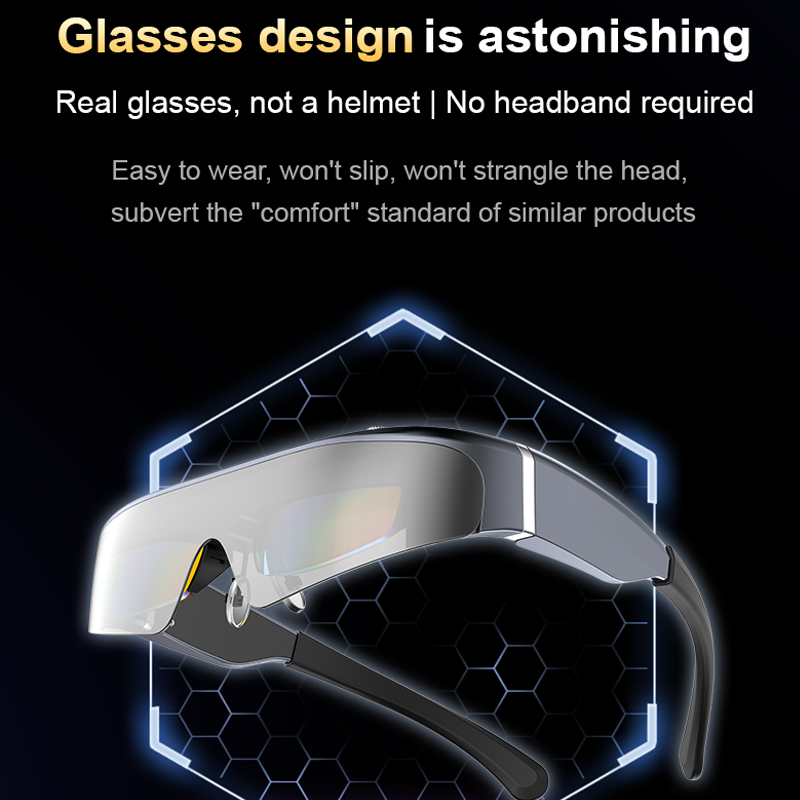 Head Mounted 3D AR/VR Smart Glasses OLED 200-inch Giant Screen VR Headset HDMI Eyeglasses Support Android System Bluetooth WIFI. 