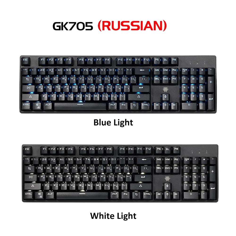 HEXGEARS GK705 Hot Swap Switch Mechanical Keyboard 104 Keys RU/US Waterproof Wired Gaming Keyboard Anti-Ghosting Backlit For PC. 