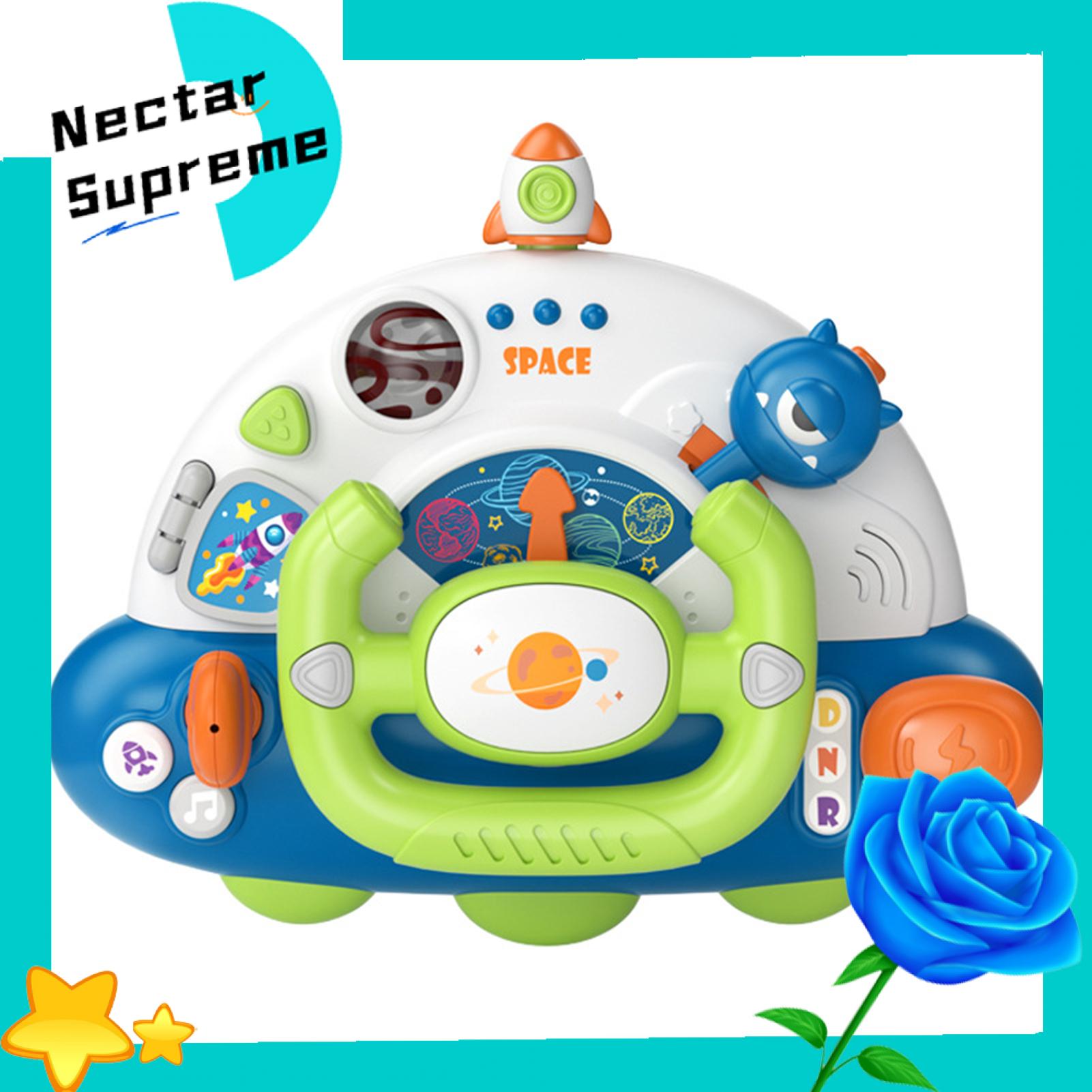 Interactive Steering Wheel Toy Interactive Kids Spaceship Steering Wheel Toy with Music Lights Educational Pretend Driving Toy for Boys Girls Fun Rocket Swing Simulation Wheel Perfect for Toddlers