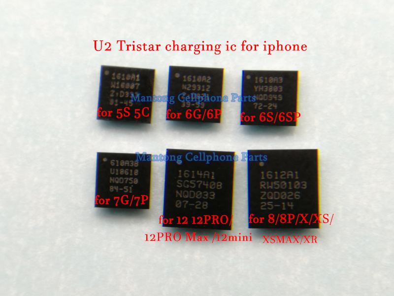5pcs 1610A1 1610A2 1610A3 610A3B 1612A1 1608A1 U2 Tristar charging ic for iphone 5 5S 6 6p 6s 6sp 7 8 8P X XS /MAX 11/pro/Max. 