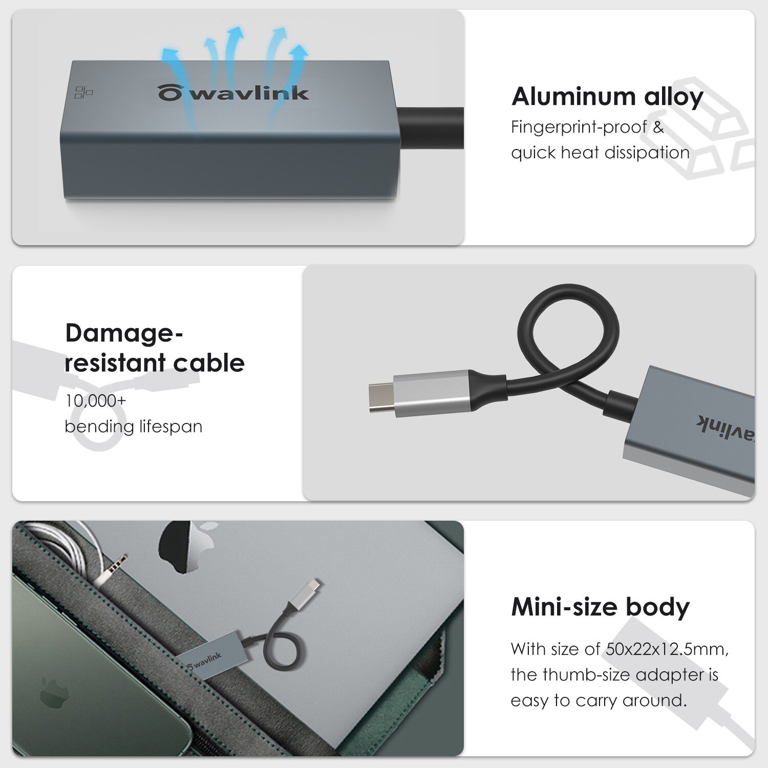 【VisioN Shop】Wavlink USB 3.1 to Gigabit Ethernet Adapter USB C to Adapter LAN Converter 10/100/1000Mbps For. 