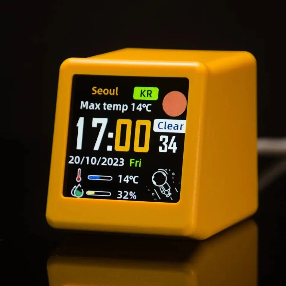 Small Portable Smart Wifi Weather Station Display Weather Temperature Humidity Time Alarm Clock Desktop Decoration. 
