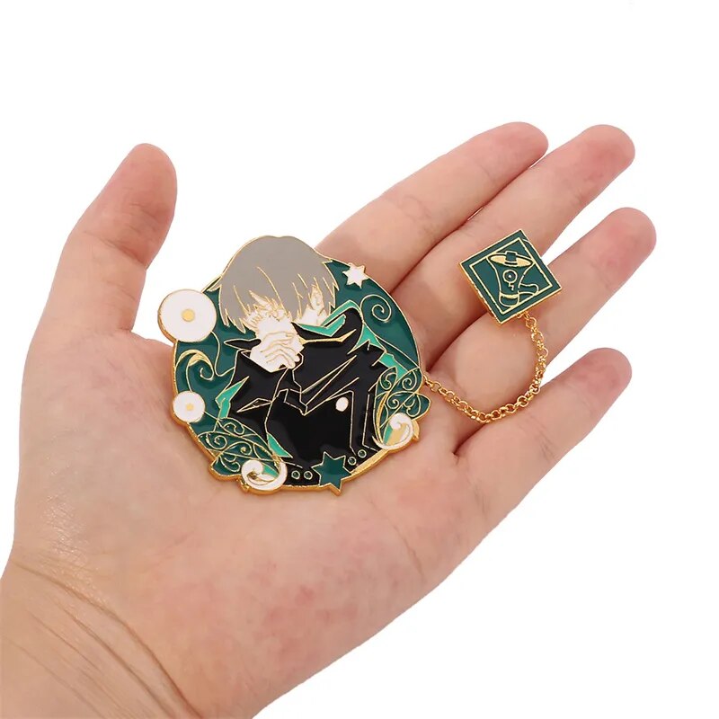 Jujutsu Kaisen Gojo Satoru Ryomen Sukuna Cosplay Brooch Badge Prop Anime Chain Metal Man Woman Pin Props Cartoon Accessories. 