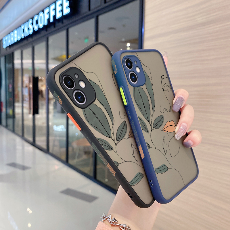 For Samsung Galaxy a20s case with simple art face frosted transparent hard cover soft side edge square silicone case full back cover camera new design English case shockproof protection case. 