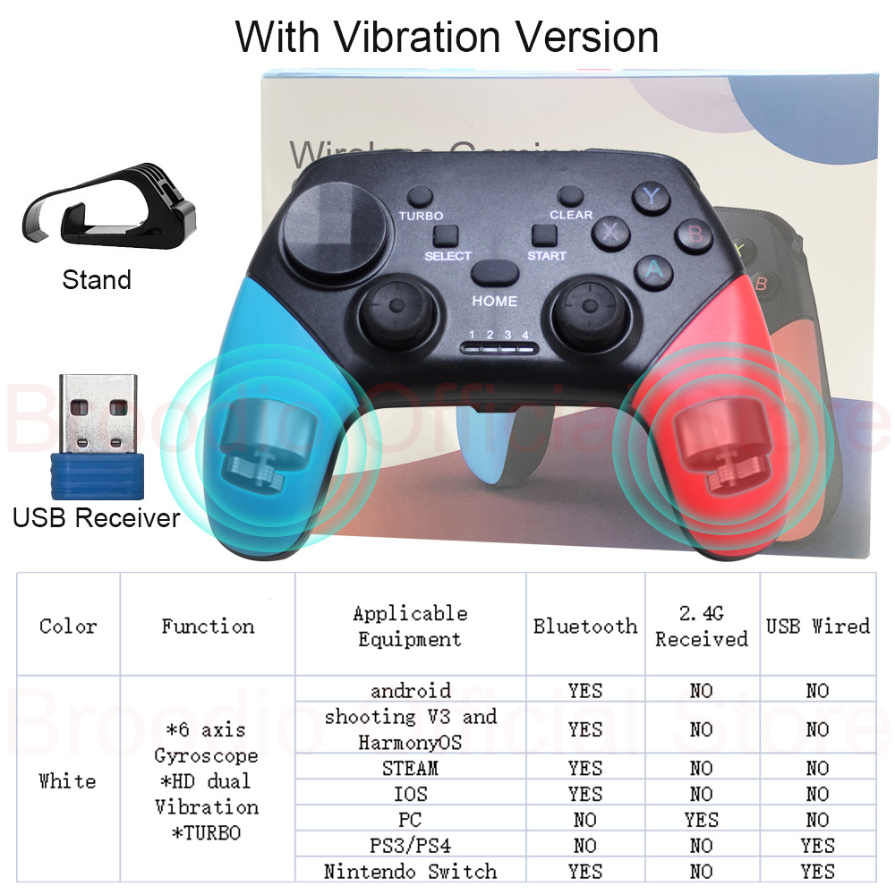 BROODIO Bluetooth Game Controller 2.4G Wireless Gamepad For Nintendo Switch Apple PS3 PS4 TV Box Games Android Phone PC Joystick. 