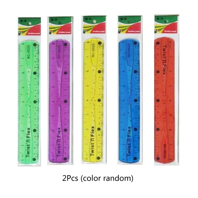 2Pcs Color Flexible Rulers Soft Bendable Plastic Rulers Duals Scale Bendable Flexible Rubber Rulers Clear Straight Ruler. 