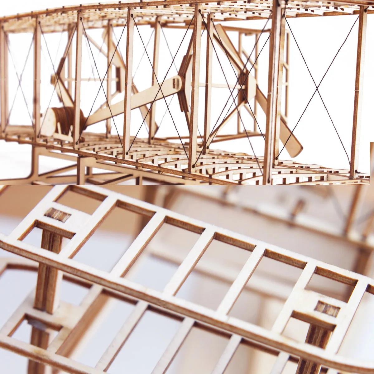 3d Aircraft Wooden Puzzles Kits Assemble Constructor Building Blocks Model DIY for Kids Breriot Wright Brothers Airplane Models MuXiaRe. 
