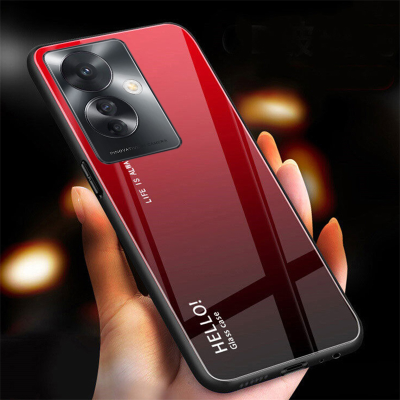 For OPPO Reno 11F Case Gradient Mirror Tempered Glass Protector Hard Cover For OPPO Reno11 F Back Cover Phone Cases