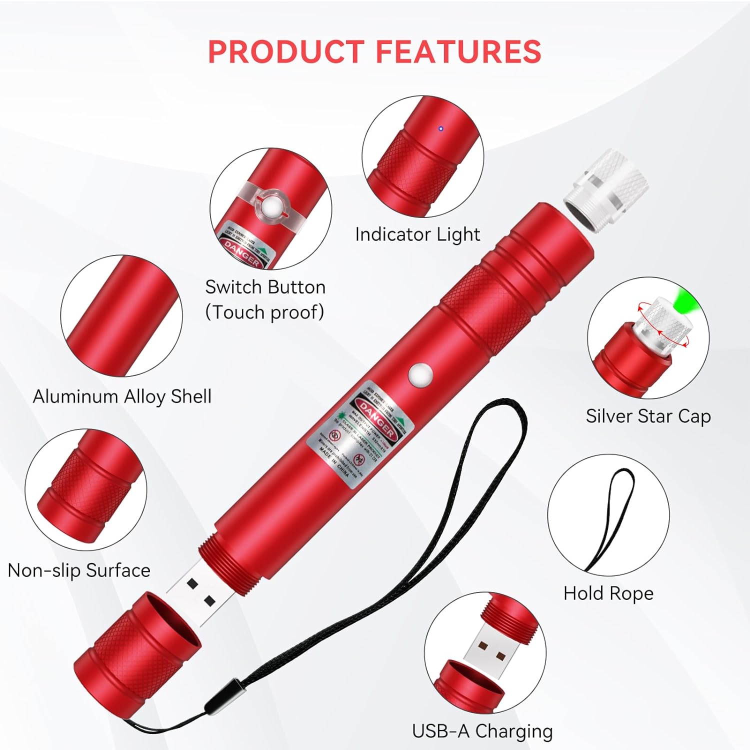 Green Laser Pointer Pen Target Light Red Body Color. 