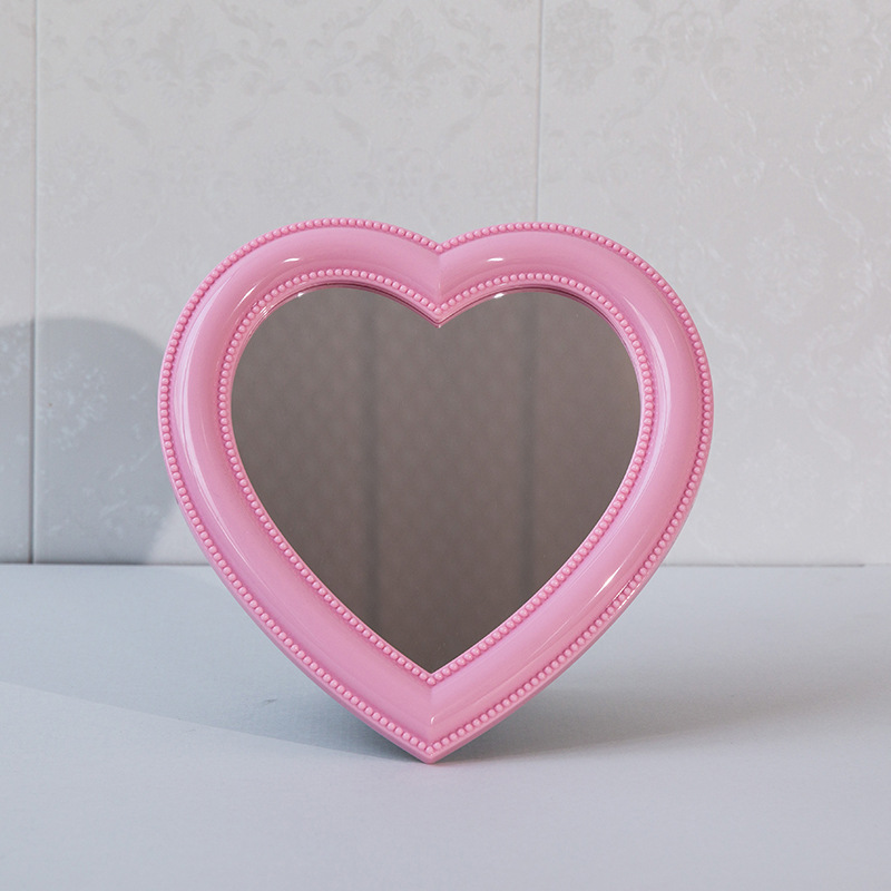 Love Modern Simple Heart Shaped Mirror Beauty Glass Mini Vanity Mirror Student Dormitory HD Makeup Mirror