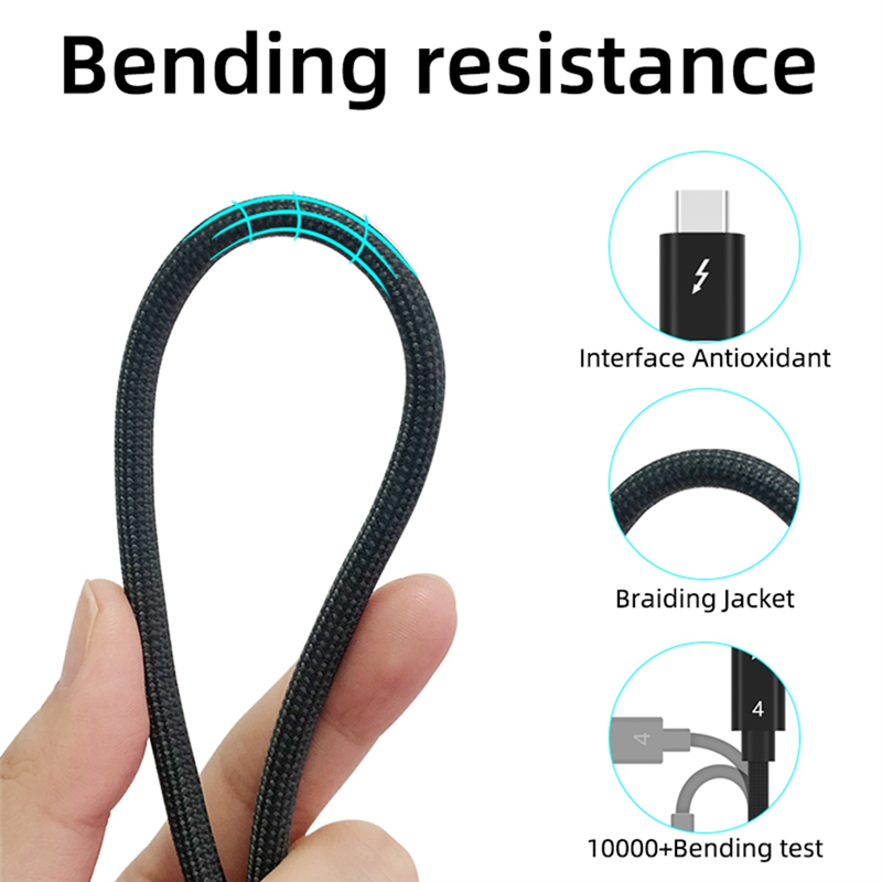 Type-C Cable 40gbps Cable USB C 8K 60Hz Certified 40Gbps Fast Speed PD100W for Macbook Pro Acer USB 4 C422. 