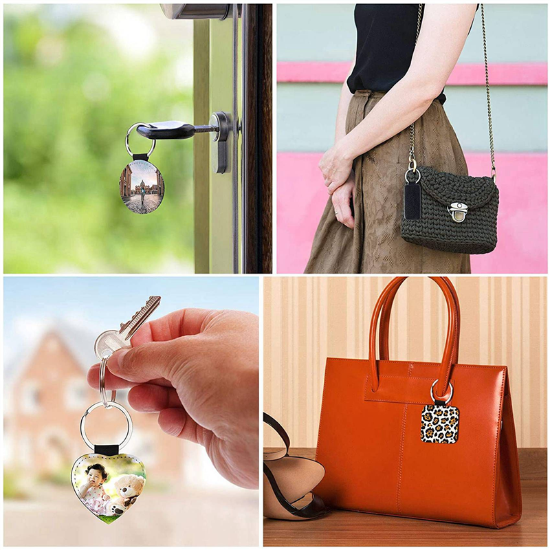40 Pieces Sublimation Blank Keychains PU Leather Keychain Pendant Heat Transfer Keychain Ornament for DIY Crafts Making