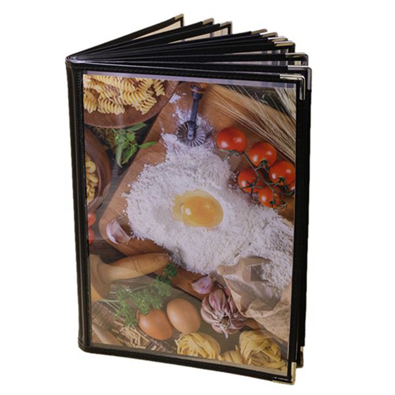 2 Pcs Transparent Restaurant Menu Covers for A4 Size Book Style Cafe Bar 10 Pages 20 View & 8 Pages 16 View Exquisite Product. 
