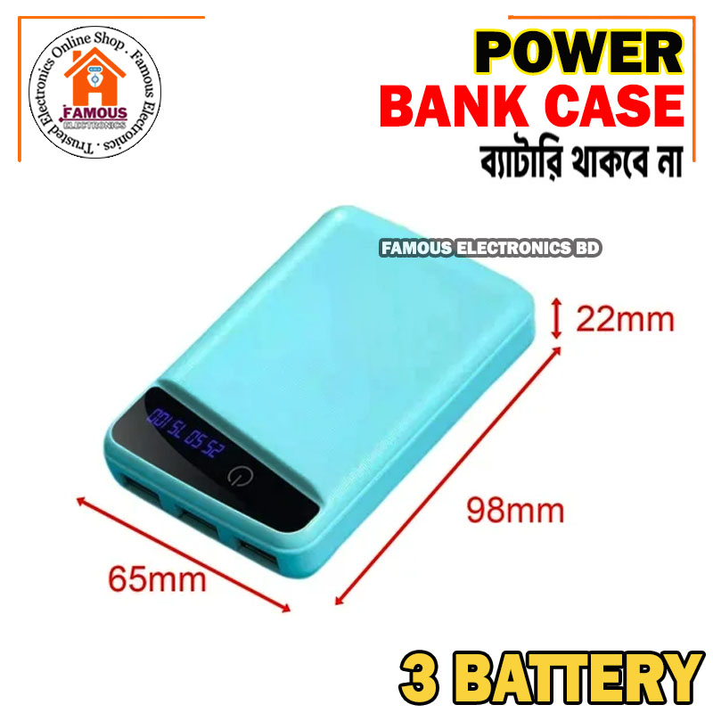 Portable Stylish First Charging Power Bank Case White (Use 3 Piece's 18650 Battery). 