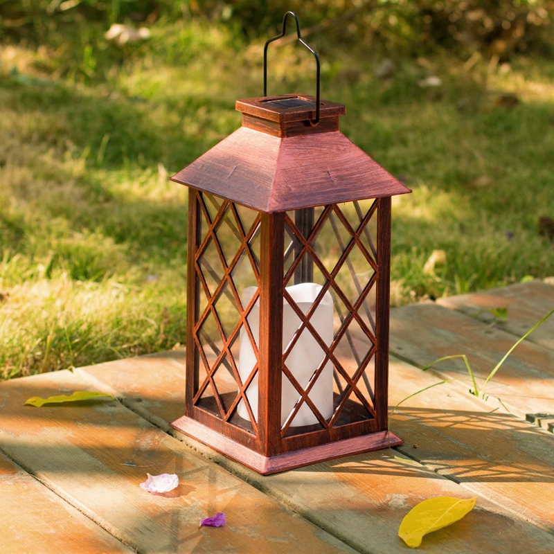 Solar Lantern,Hanging Lantern LED Flickering Flameless Candle Lights. 