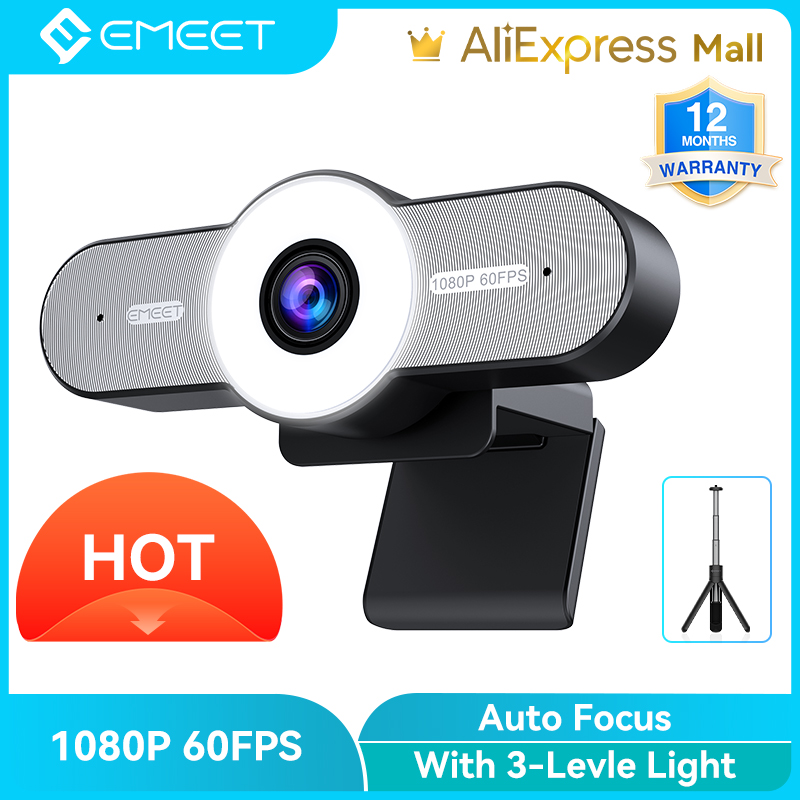 Webcam 1080P 60FPS Autofocus Streaming Web Camera USB Camera with Microphone EMEET USB Computer Camera for Meeting/Gaming/Class