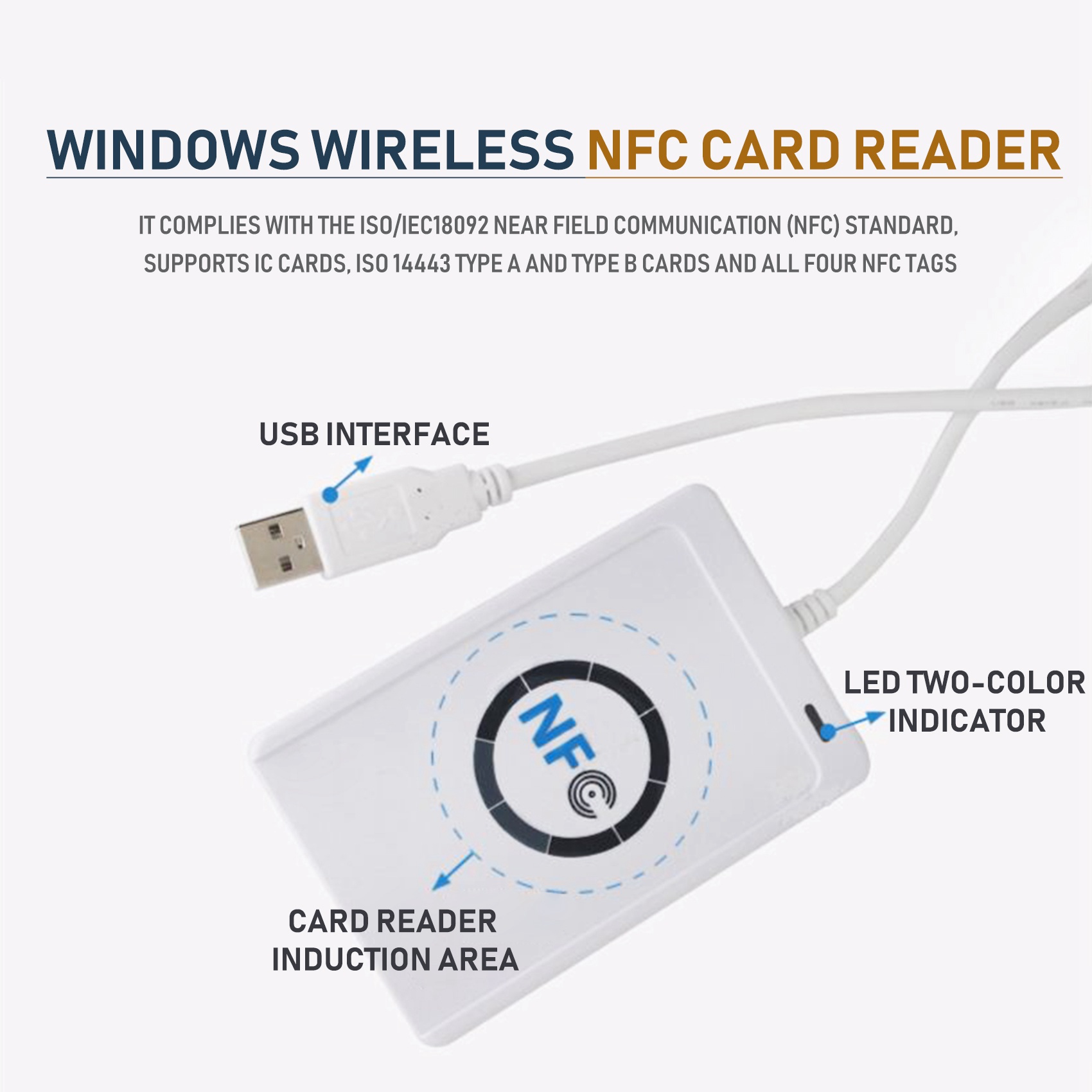 USB NFC Card Reader Writer ACR122U-A9 China Contactless RFID Card Reader Windows Wireless NFC Reader. 