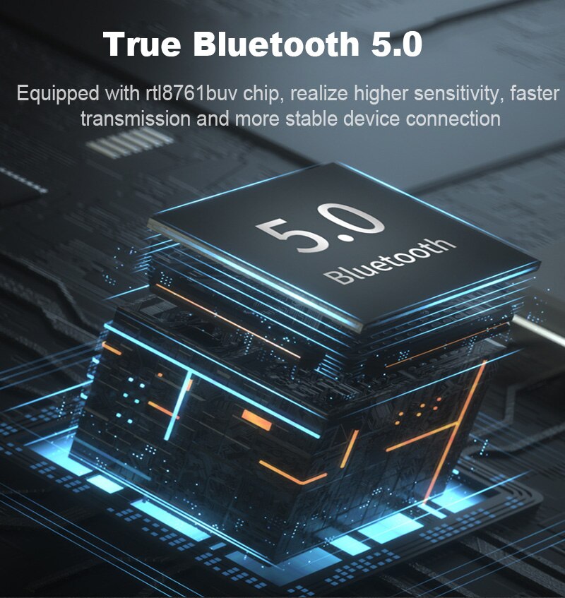 TEROW USB Bluetooth-compatible 5.0 Adapter USB2.0 3Mbps with RTL8761BUV Chip Transmitter Receiver Dongle for Laptop and Desktop. 