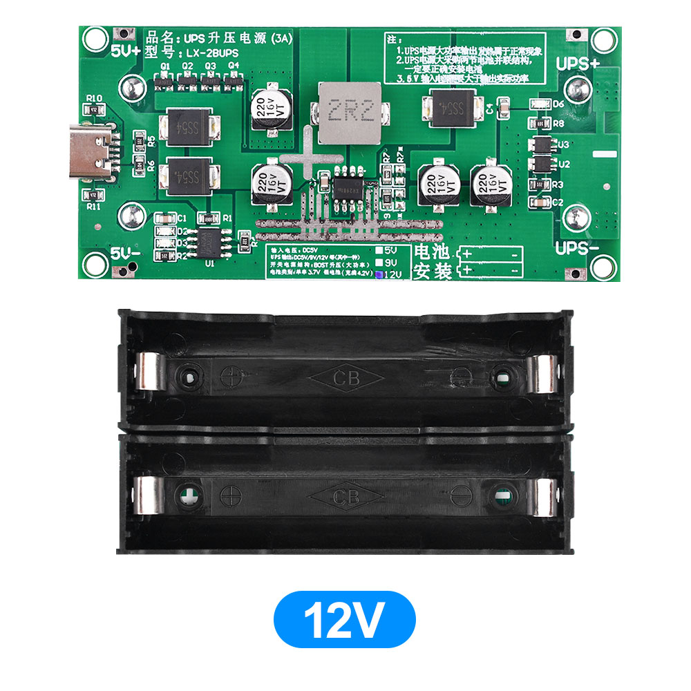TZT Type-C 15W 3A 18650 Lithium Battery Charger Module DC-appropriateDC Boost Fast Charging UPS Power Supply/Converter 5V 9V 12V. 