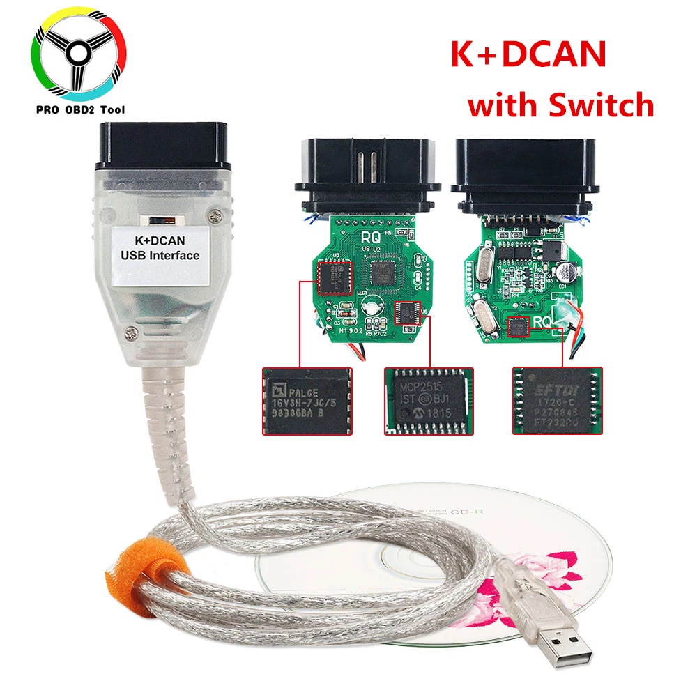 USB K + DCAN Interface INPA Cable Full Diagnostic Switch for BMW from 1998 to 2013. 