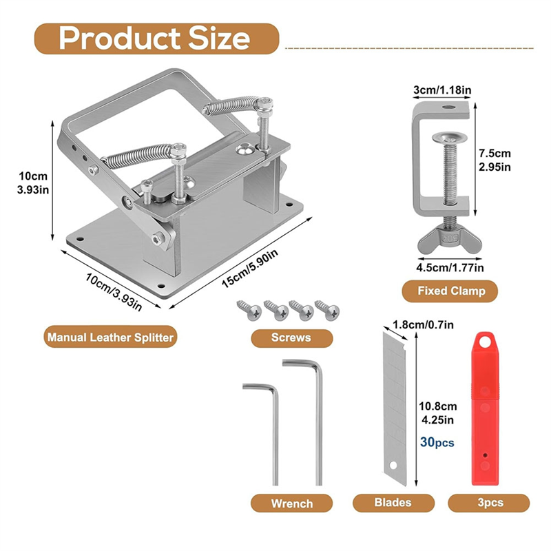 Manual Leather Splitter, Leather Skiving Tools with Clamp, Leather Skiver Machine for Leather Craft Working Tool. 