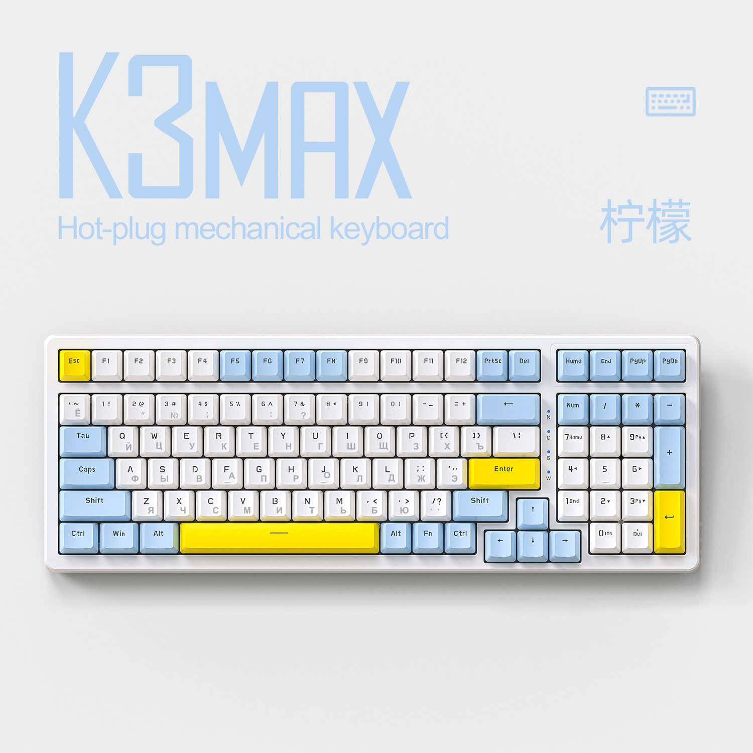 Free Wolf K3MAX Korean Mechanical Keyboard gasket structure Korean hot swap game Korean keyboard. 