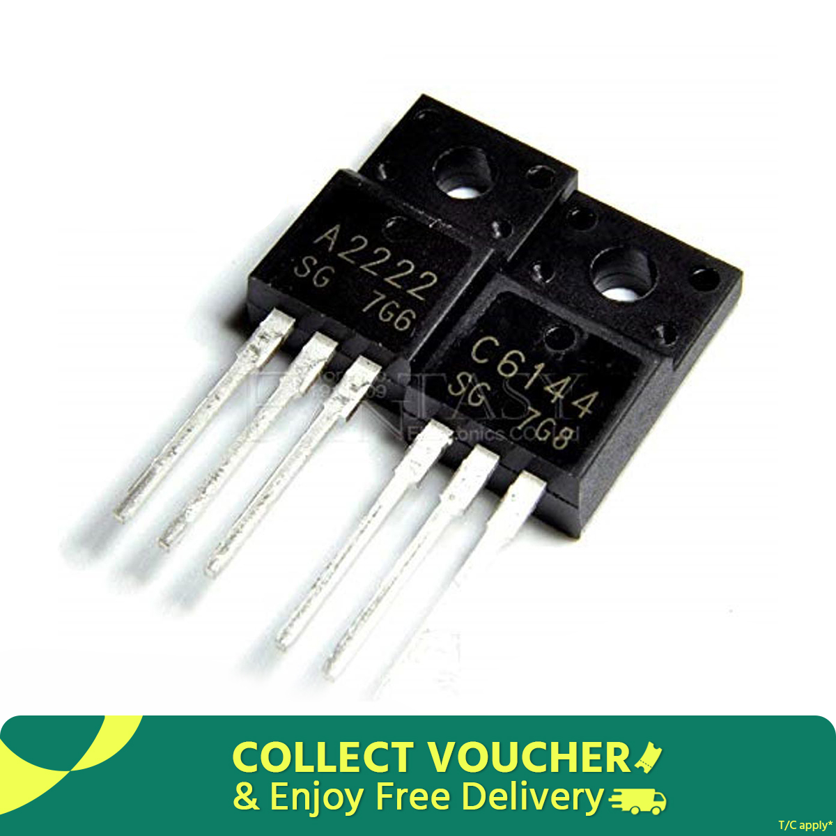 2SA2222 & 2SC6144 A2222 C6144 Pair PNP NPN Transistor 50V 10A 2W Bipolar Power Transistor TO-220 Silicon Transisto