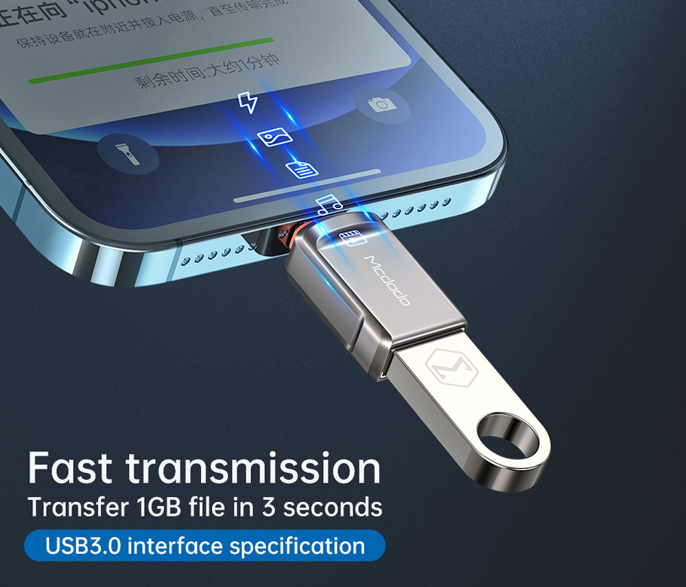 MCDODO USB-A 3.0 to Type-C Fast Transmission OTG Adapter for ,mcbook,i-pad.other Type Divice Dark Grey. 