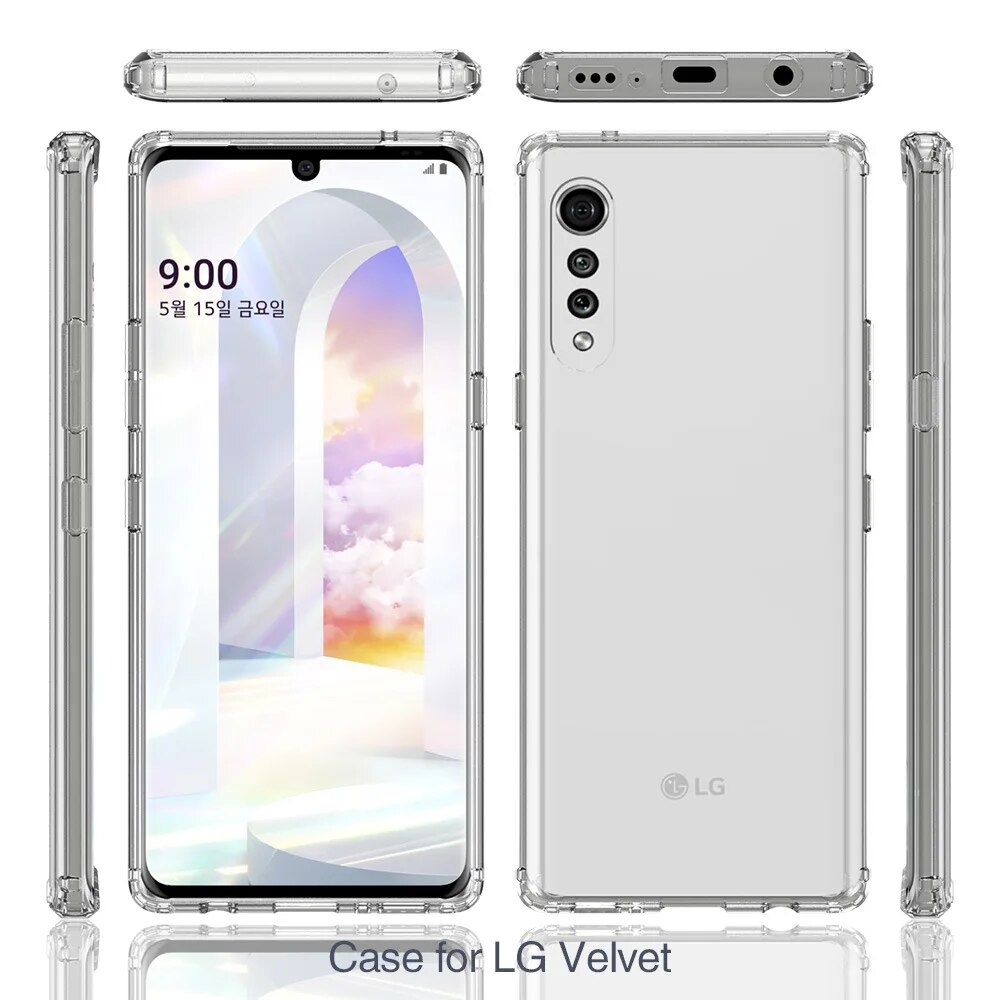 Slim HD Clear Acrylic Case for LG Velvet 5G Hybrid Shockproof Cover Soft TPU Frame with Hard Back Shell Celula Fundas Capa. 