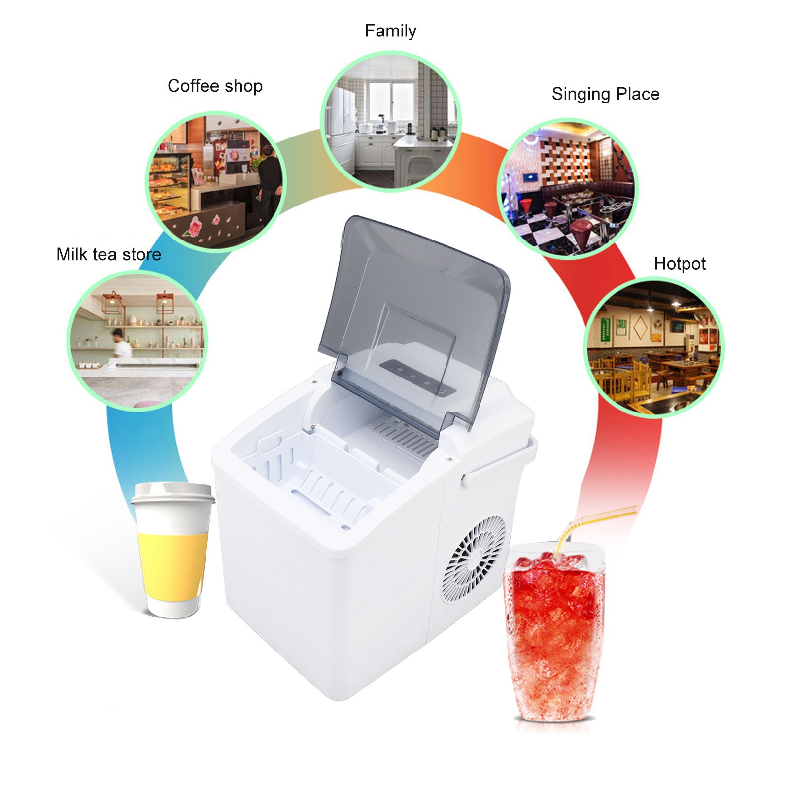 Countertop Ice Maker, Low Noise White Portable Ice Maker Machine for Kitchen. 