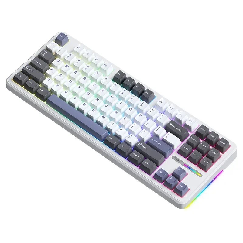 Aula F87 Mechanical Keyboard 3 Mode 2.4g/usb/bluetooth Tri Mode Wireless Keyboard 87 Key Hotswap Rgb Pbt Gaming Keyboard. 