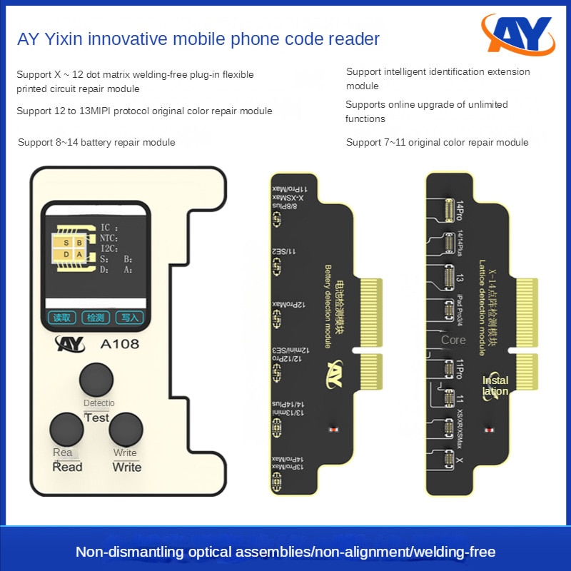 AY108 True Tone Dot Matrix Projector Repair Programmer For iPhone 8-14 Pro MAX Face ID/Battery FPC Flex Cable Read/Write Tool. 