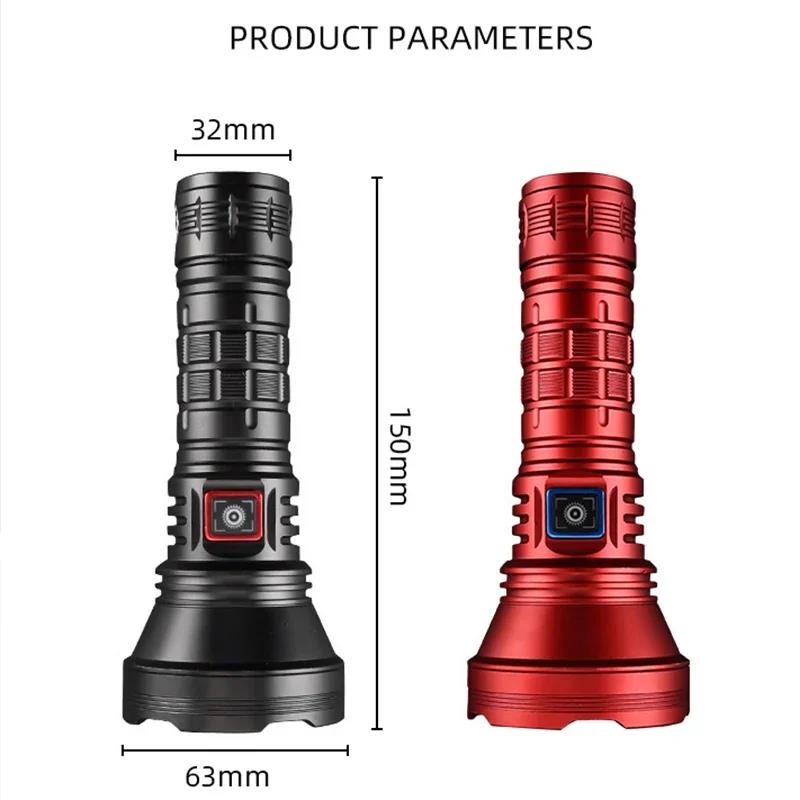 XIWANGFIRE BT90 5000lm LED Torch 50W Powerful Strong Light Long Range Flashlight USB C Rechargeable 18650/26650 Charging Torch. 