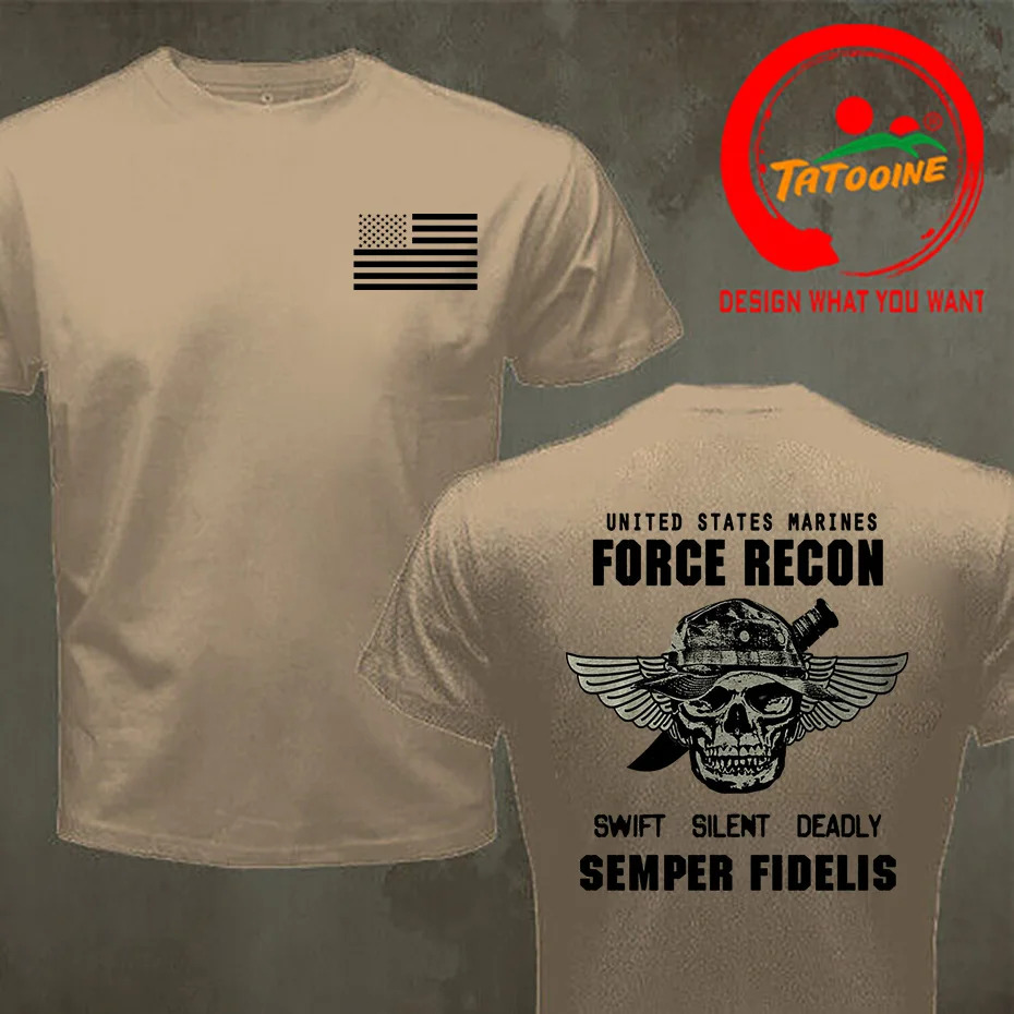 USMC T-shirt US Marines Semper Fidelis Devil Dog Force Recon T Shirt Men Cotton Tees Tops Streetwear Harajuku Tee Shirt. 