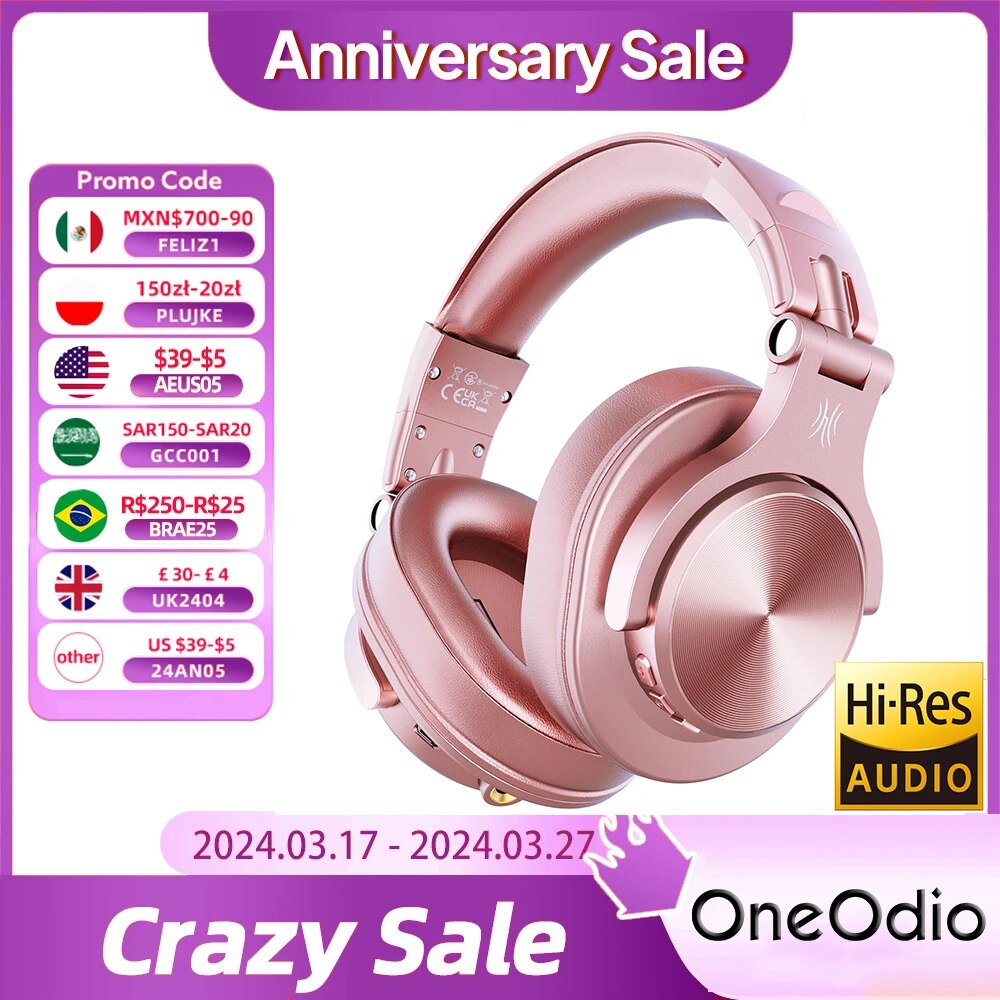 Oneodio A70 Wireless Headphones Bluetooth 5.2 Earphone Over Ear Handsfree Headset With Microphone For Phone PC Computer Office