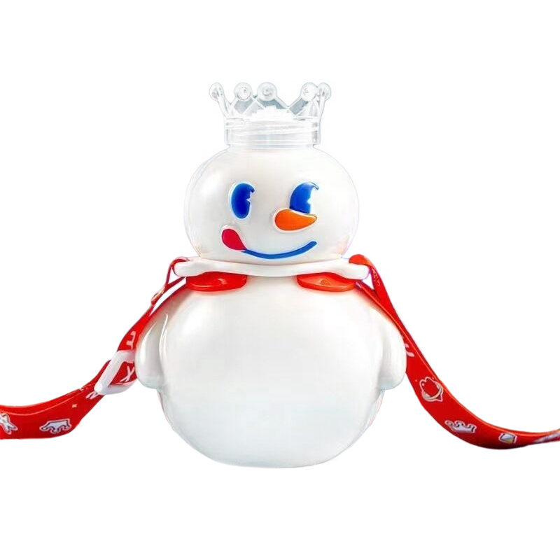 Tumbler Snowman Drinking Milky Tea Cup With Straw 700ML Cute Water Bottle BPA Free With Crown Cover-Cola Kids. 