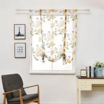 Peony Pattern Short Sheer Curtains Roman Blinds Tulle Curtains For