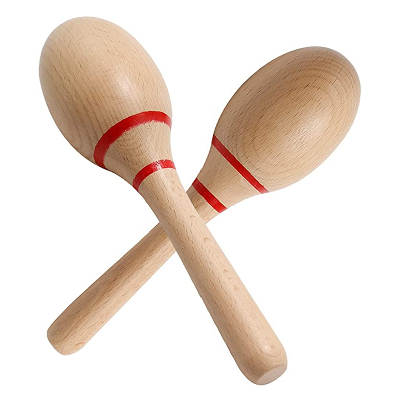 8Inch Hand Percussion Rattles Beech Wood Rumba Shakers Maracas Musical Instruments Latin Musical Instrument for Games Favors
