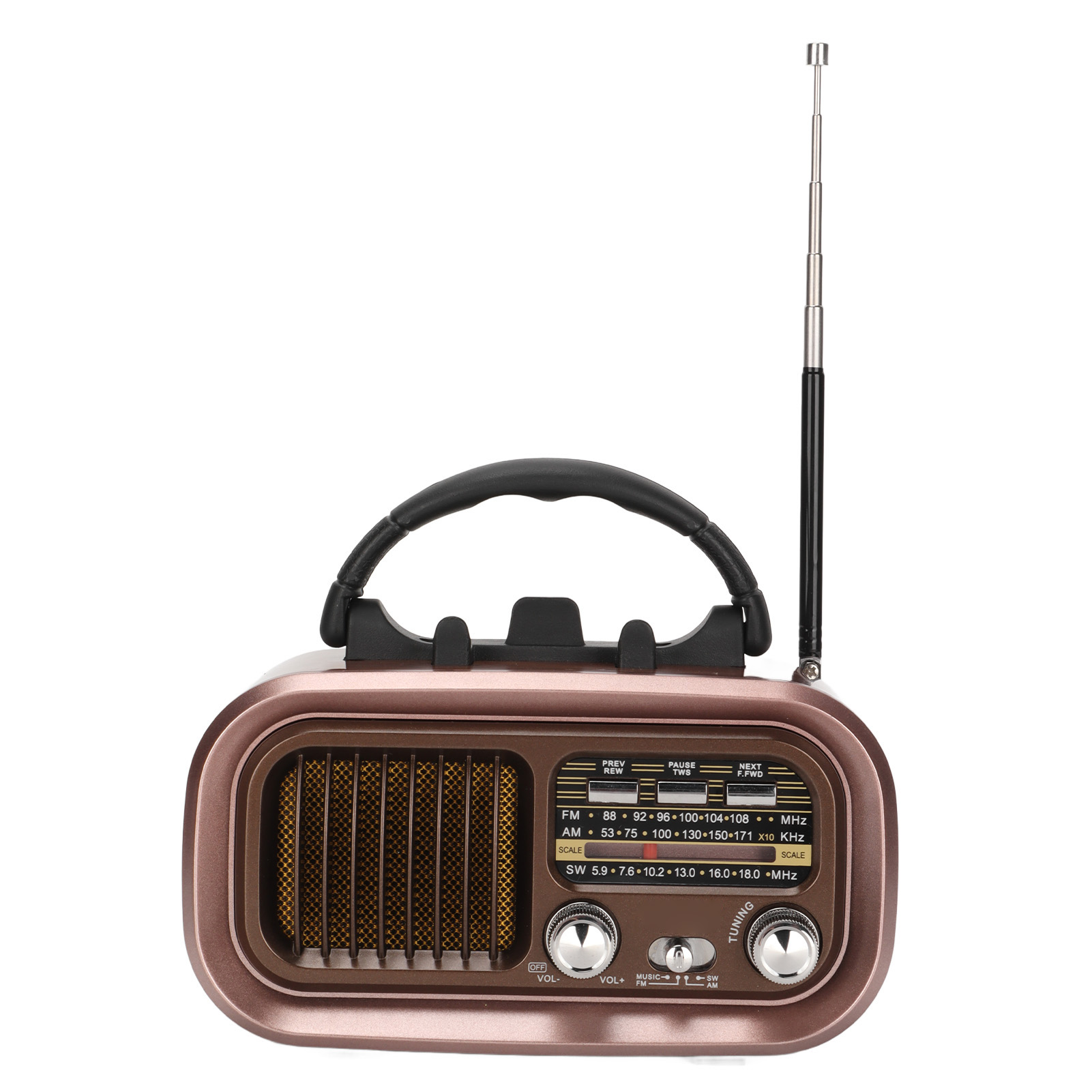 Portable Radio Speaker, 3 Bands Novel Bluetooth Radio Speaker Vintage for Outdoor. 