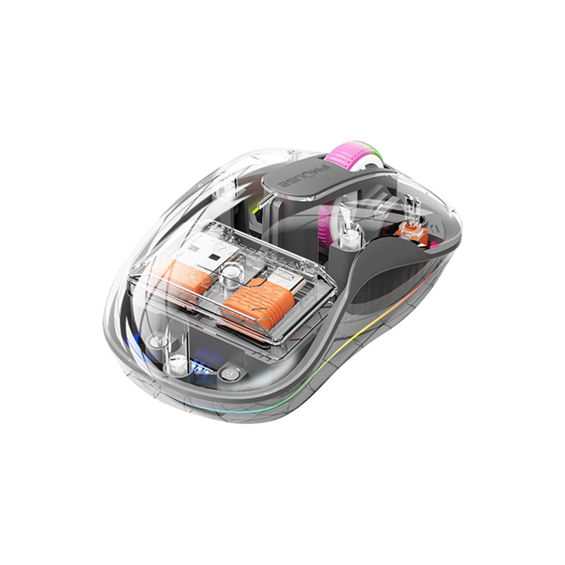 Wireless Bluetooth Mouse Transparent Magnetic Rechargeable Mouse Three Mode Silent Led Lamp Mouse for Laptop PC White. 
