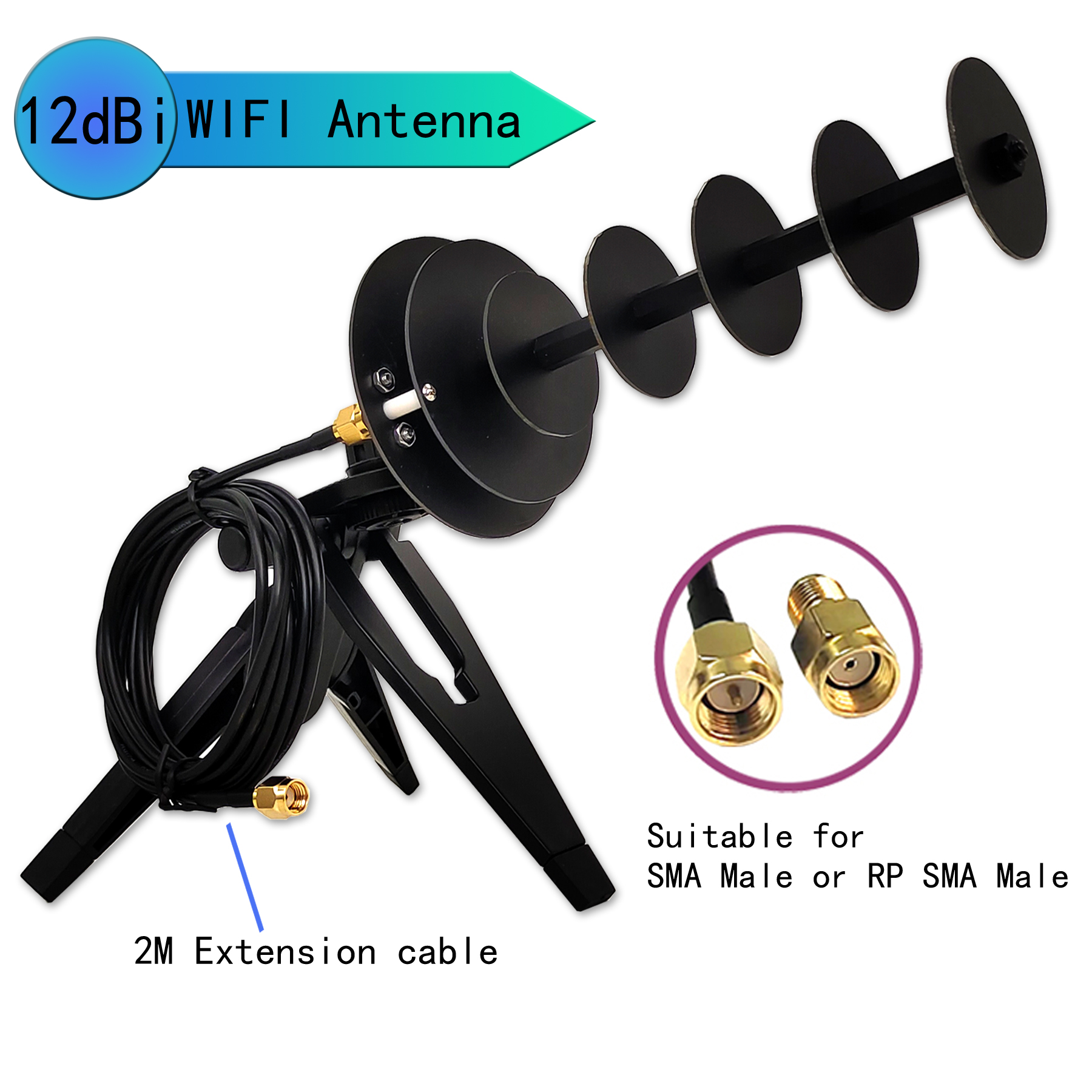 14dBi 2.4G WiFi Antenna Directional High Gain Signal Amplifier Laptop Desktop PC USB Dongle Wireless Network Card Adapter. 