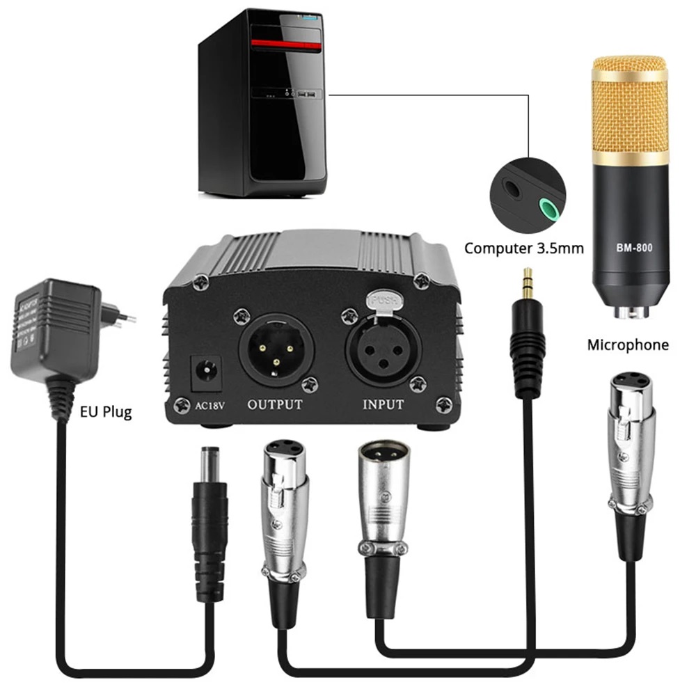 BM800 Microphone Condenser Sound Record Microphone BM 800 With Phantom Power For Radio Broadcasting Singing Record. 
