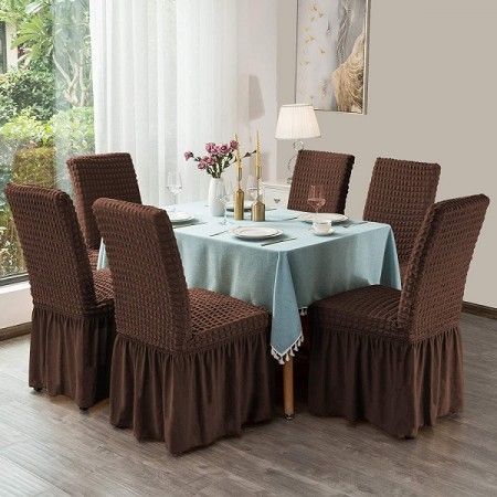 6 pis chair cover Turki Elastic Stretch Chair Cover coffee colour