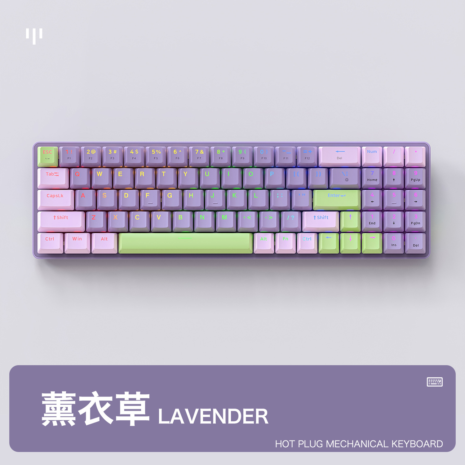 Freewolf K65 mechanical keyboard customized gaming wired hot-swappable gaming keyboard two-color translucent keyboard. 