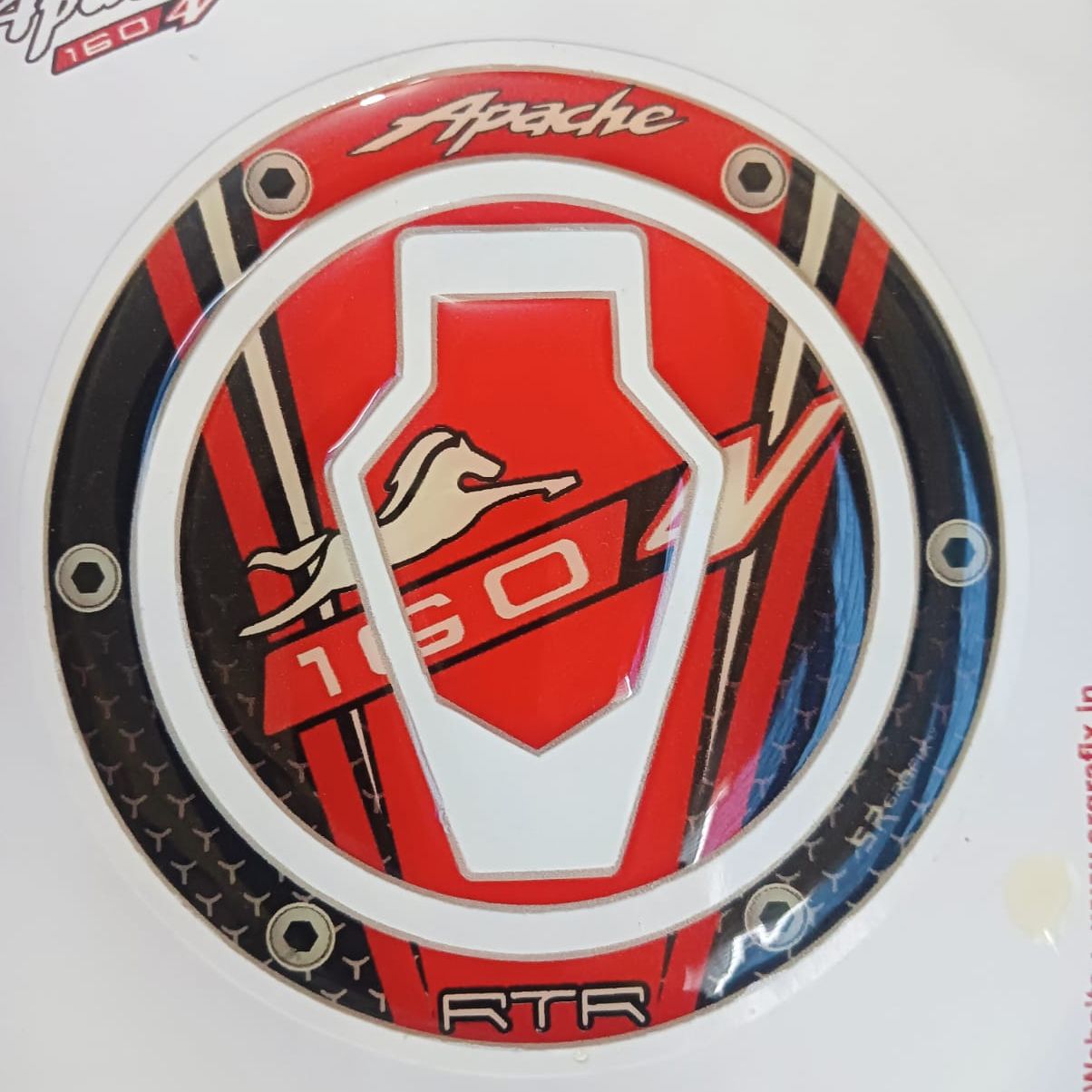 Motorcycle tank pad for apache RTR 4V racing or tank cap sticker - Red  (TC). 