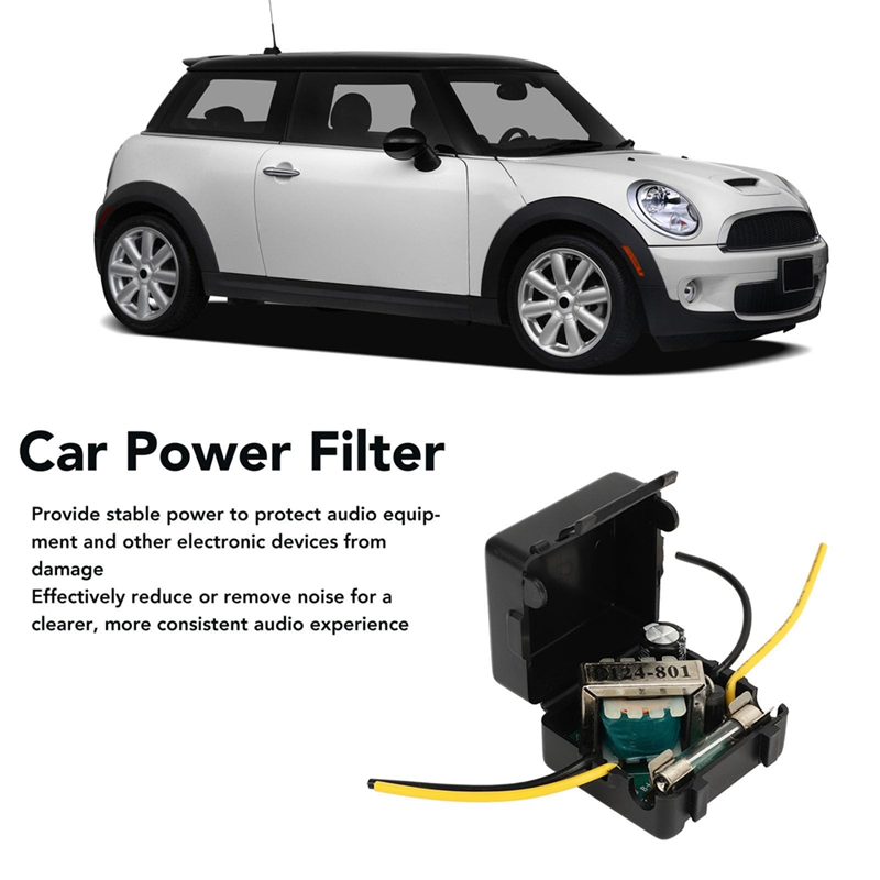 Car Power Filter 12V Stereo Power Supply Filter Audio Noise Reducer, for Equalizers Amplifiers, Easy Install Easy to Use. 